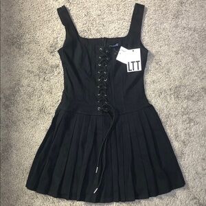 Chic Black Lace-Up Mini Dress
